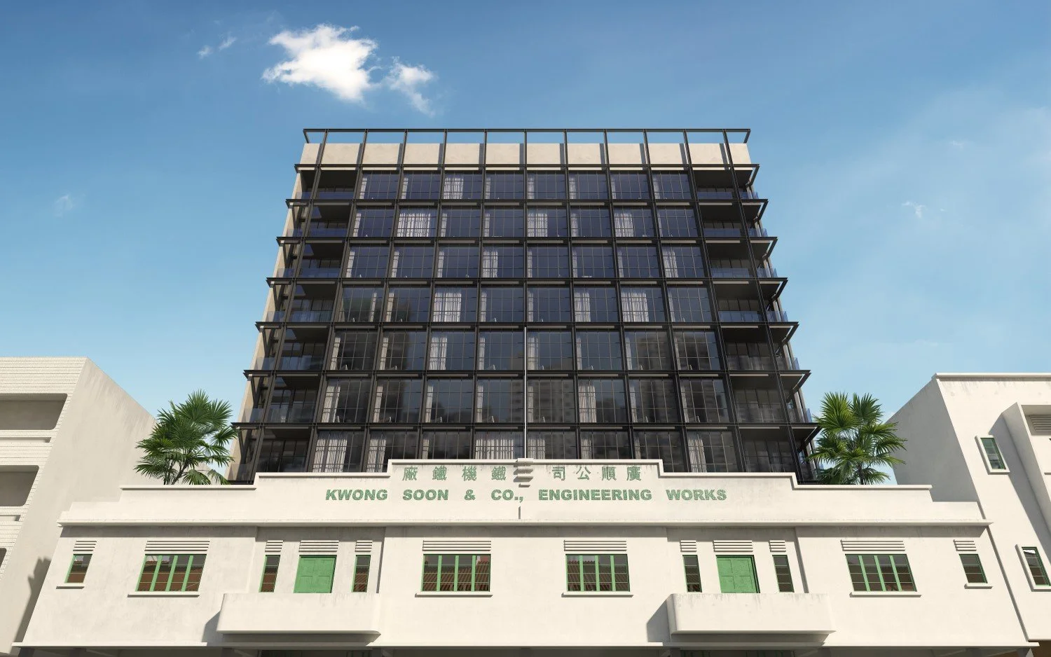 Hotel at Cavan Road integrating a conserved industrial facade